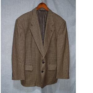 Mickey Spayz Brown Houndstooth Virgin Wool Blazer 48R